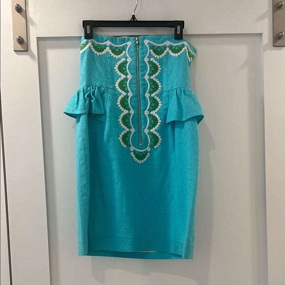 Lilly Pulitzer Strapless Maybell Dress Shorely Blue Sz 6 - Picture 5 of 8